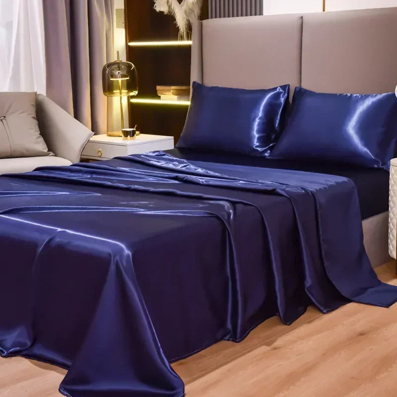 4 Pcs Satin Bed Sheets