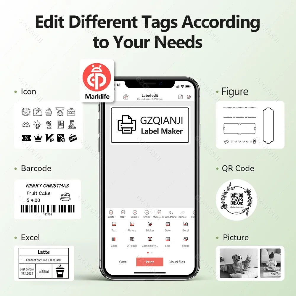 Marklife P50 Thermal Mini Wireless Label Sticker Printer