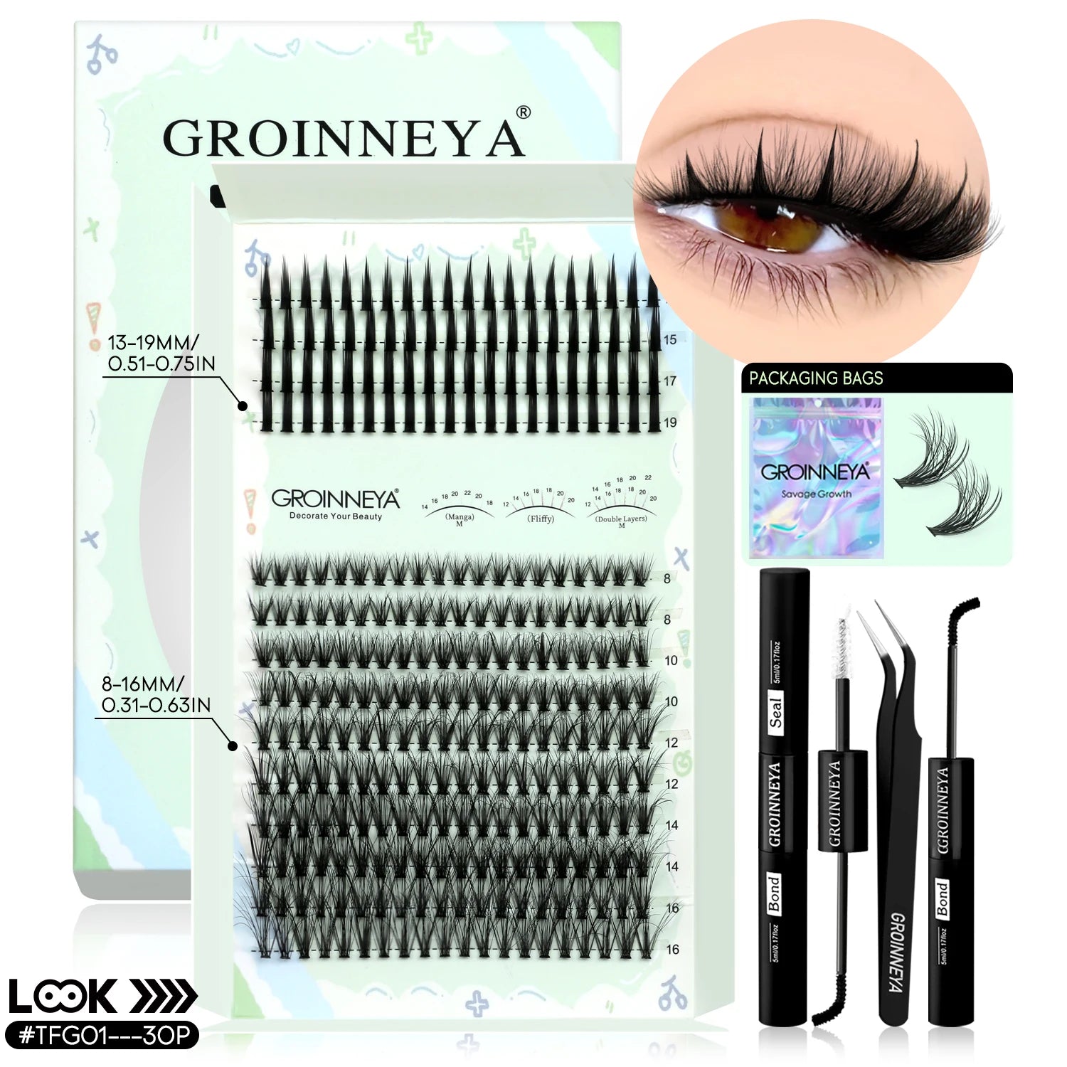 GROINNEYA Lash Clusters Kit