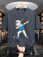 Golf Player Printed Round Neck T-shirt Top
