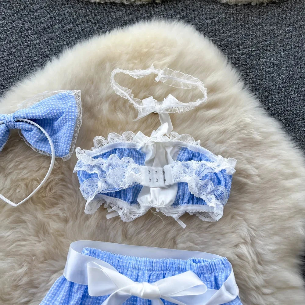 Cosplay Costumes Plaid Lace house maid Skirt