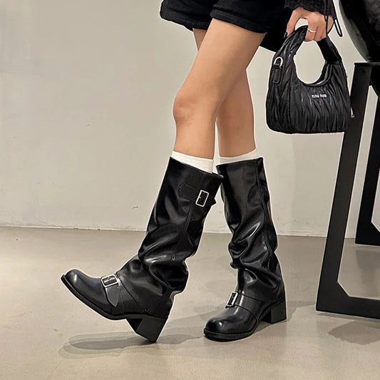 Knee High Platform Chunky Heels