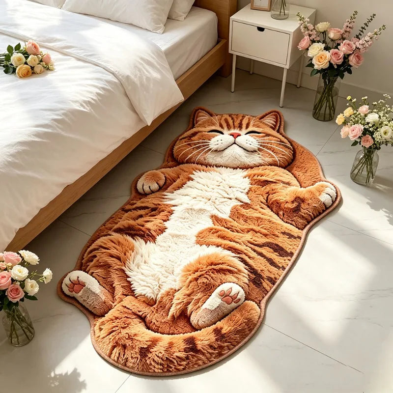 Cute Cartoon Cat-shaped Rug Soft Plush Bedroom