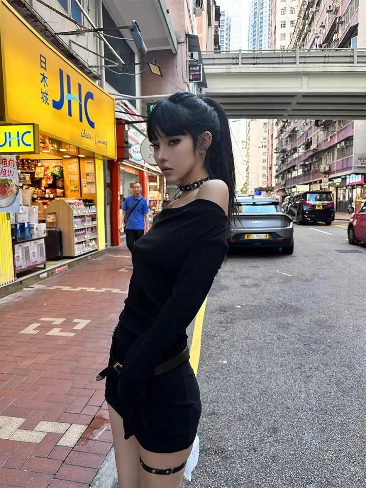 Seeslim Black Slim Sexy Mini Dress