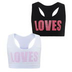 2/4PCS Big Girls Loves Printed Sports Training Bras
