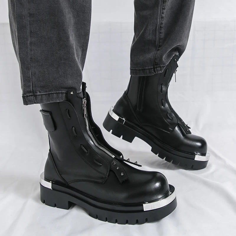 Black Men Long-sleeved Thick-soled Anti-slip Boots
