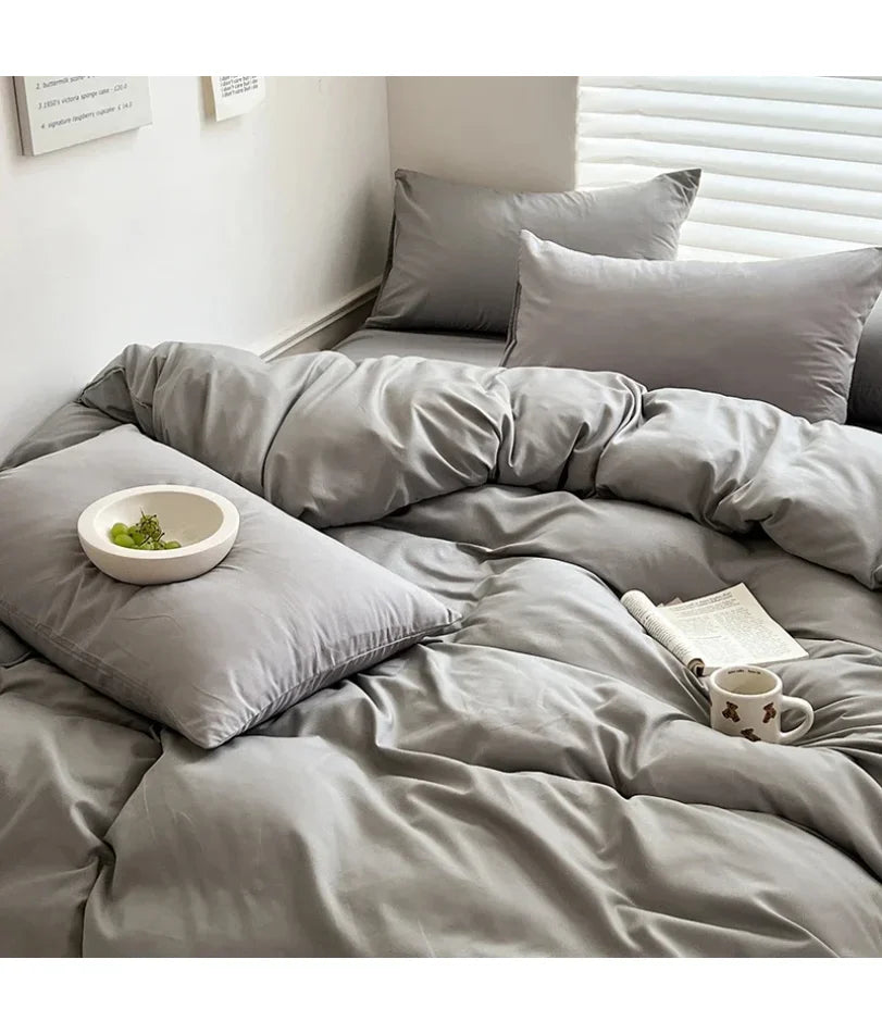 Solid Bed Linen Cotton Bedding Set