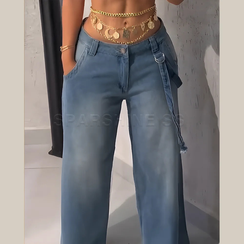 Vintage Denims Washed Mid Waist Loose