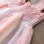 Mesh Summer Puffy Rainbow Dress