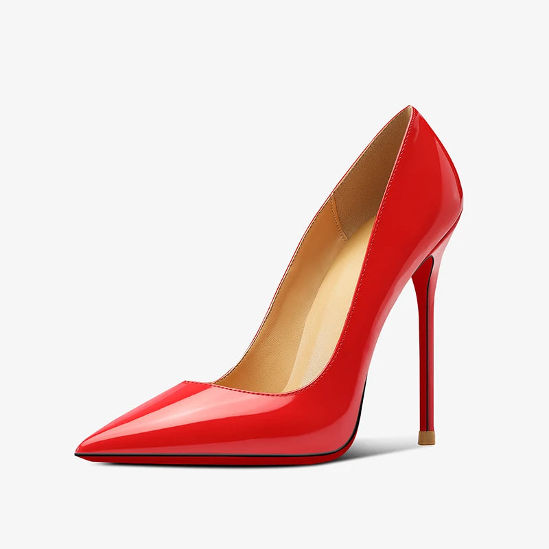Red pointed high-heeled shoes