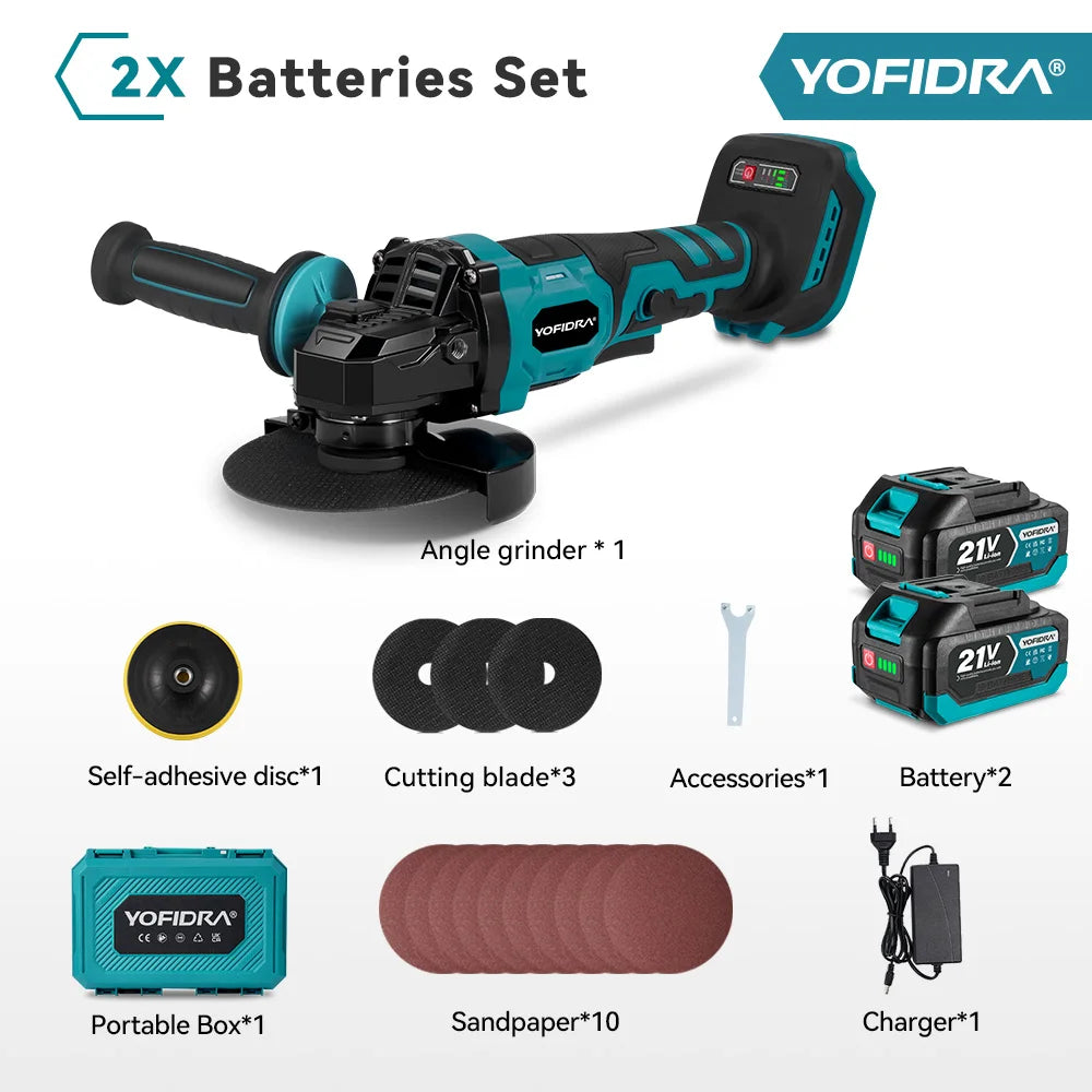 YOFIDRA 125MM Brushless Electric Angle Grinder 3000W