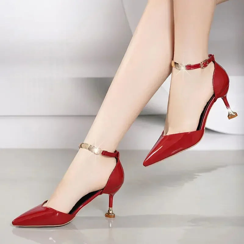 Sweet Pointed Toe Buckles Strap Stiletto Heels