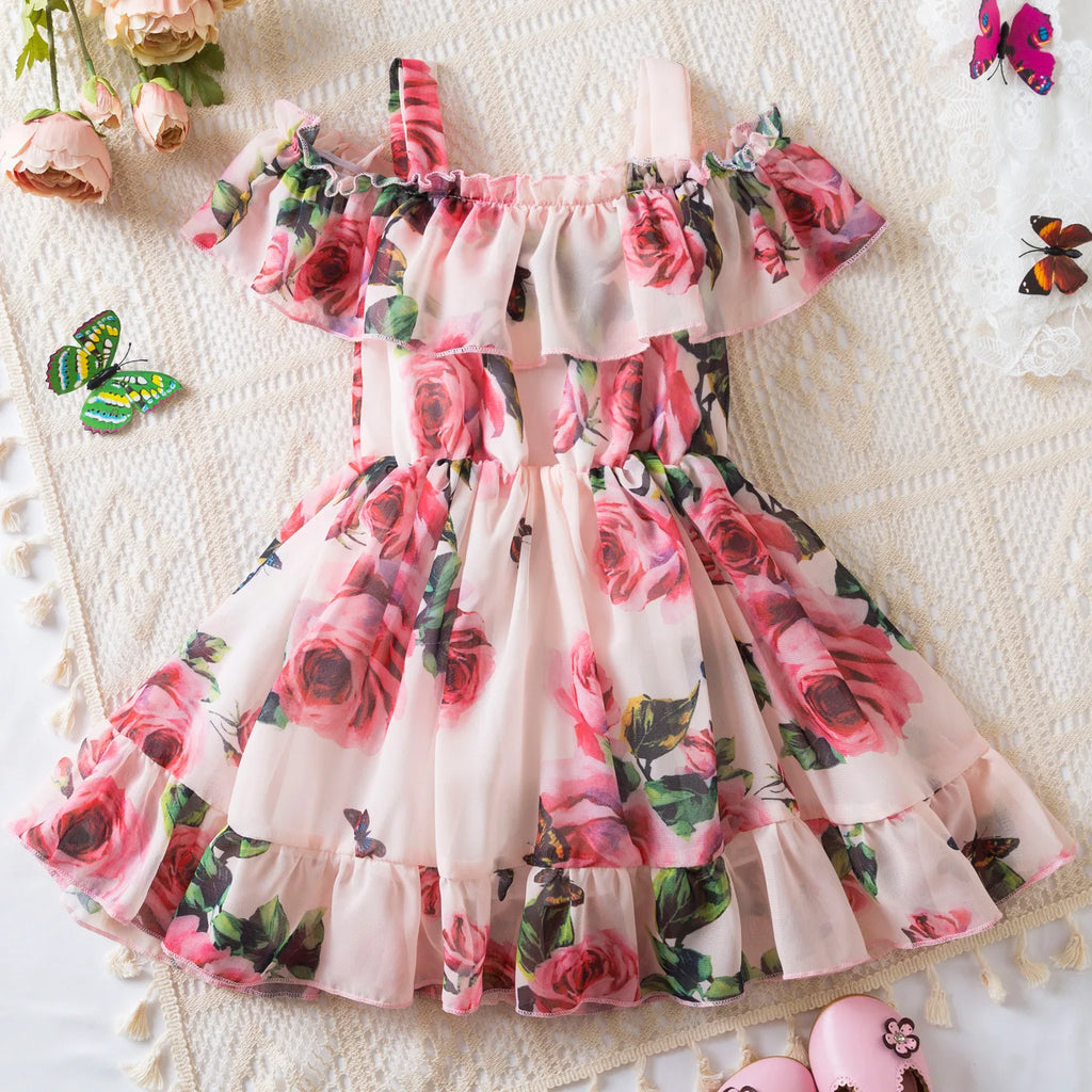 Halter Chiffon Floral Princess Dress
