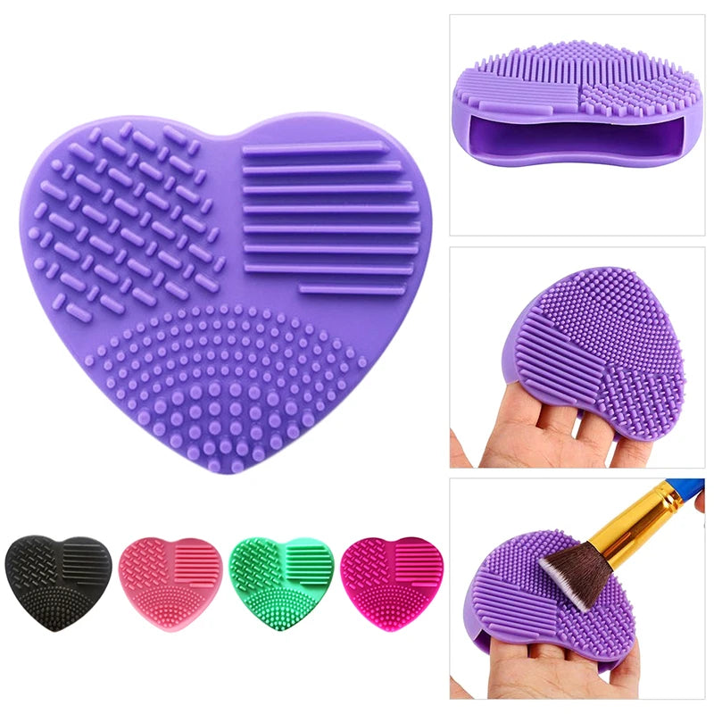 Silicon heart shaped makeup brush cleaner pads