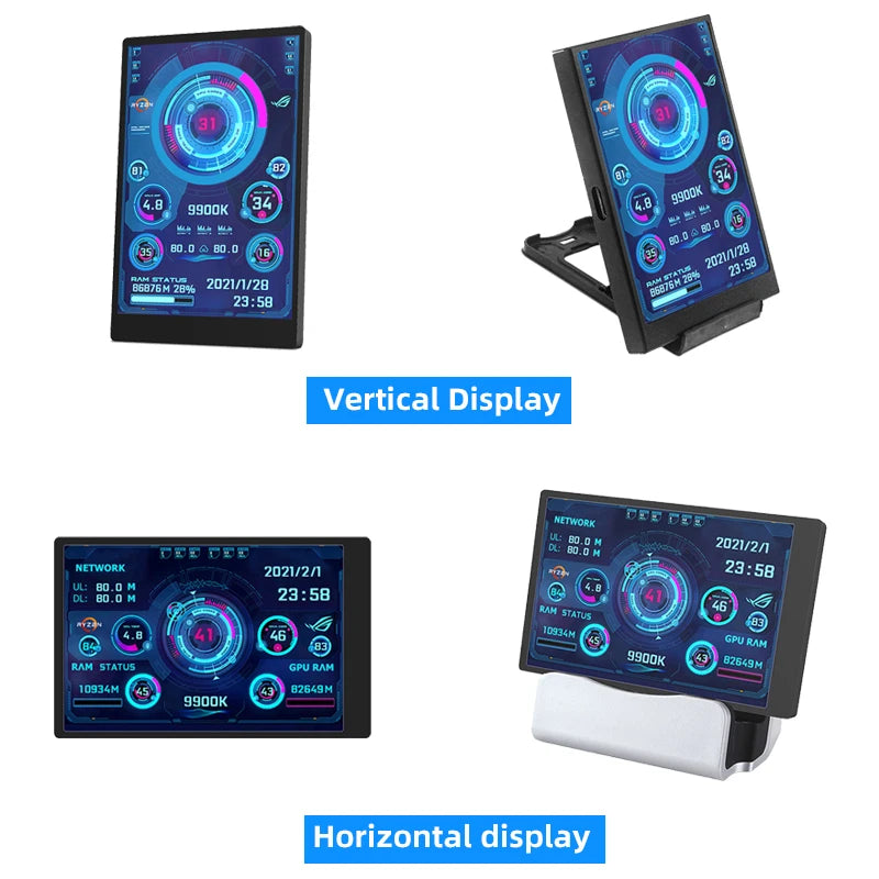 CPU RAM GPU HDD Monitor 320*480 IPS LCD ISB Display TURZX Software NO AIDA64