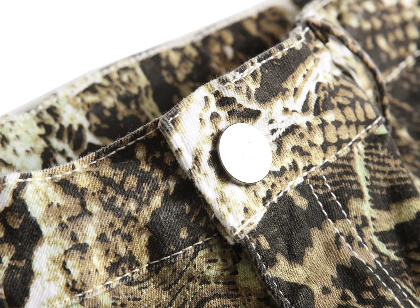 Punk Style Vintage Snake Pattern Printed Slim Jeans