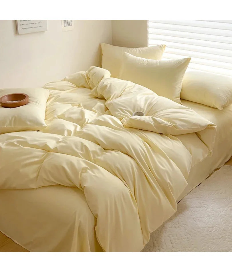 Solid Bed Linen Cotton Bedding Set