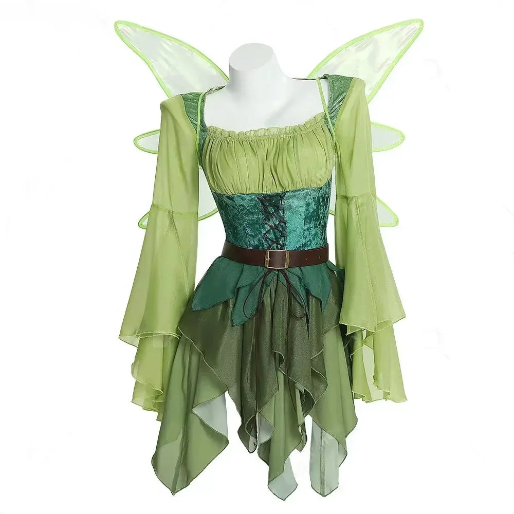 Women Elf Costume Detachable Wings with Mesh dress