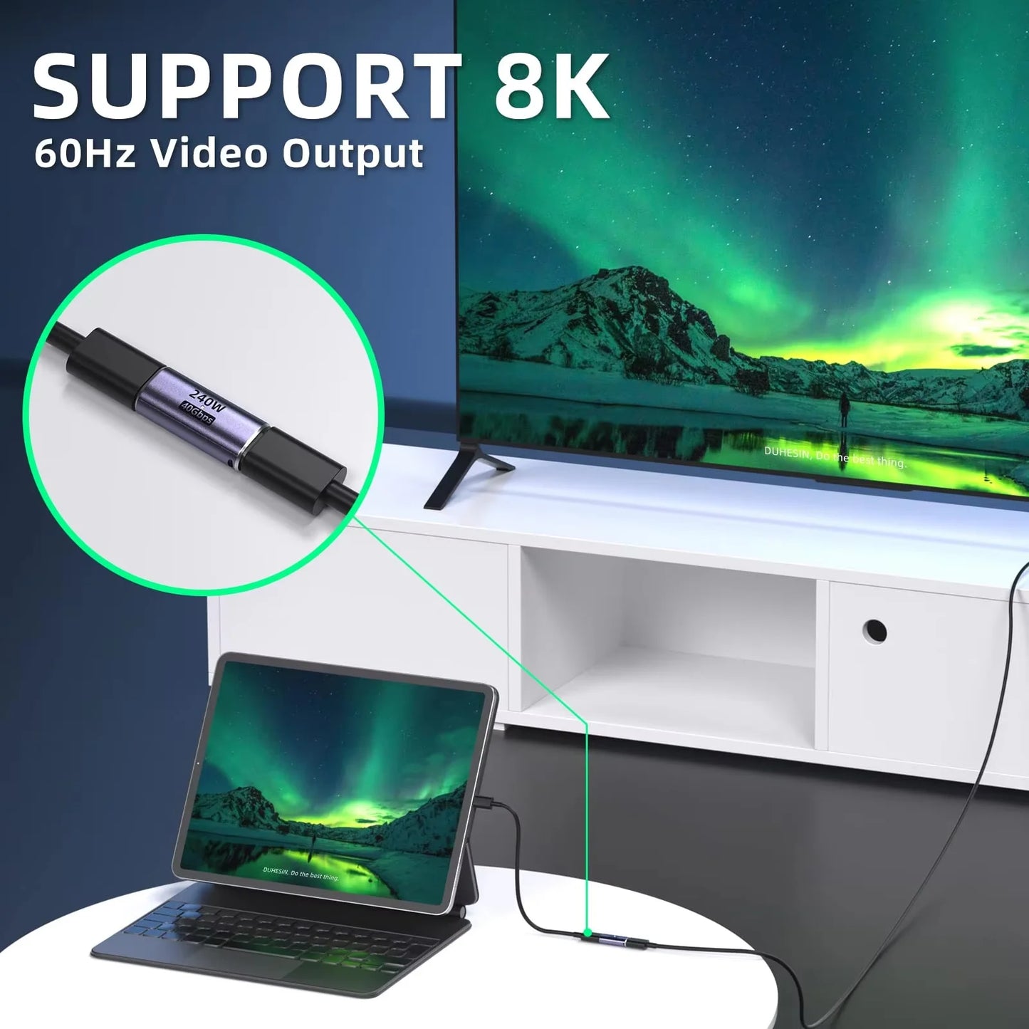 USB C Female to Female Adapter with PD 240W 40Gbps 8K 60hz