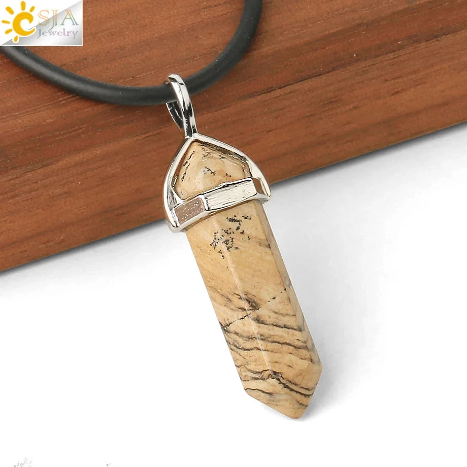 Hexagonal Bullet Crystal Necklaces