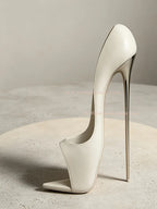 White Open-Toe  Ultrafine Metal Stilettos