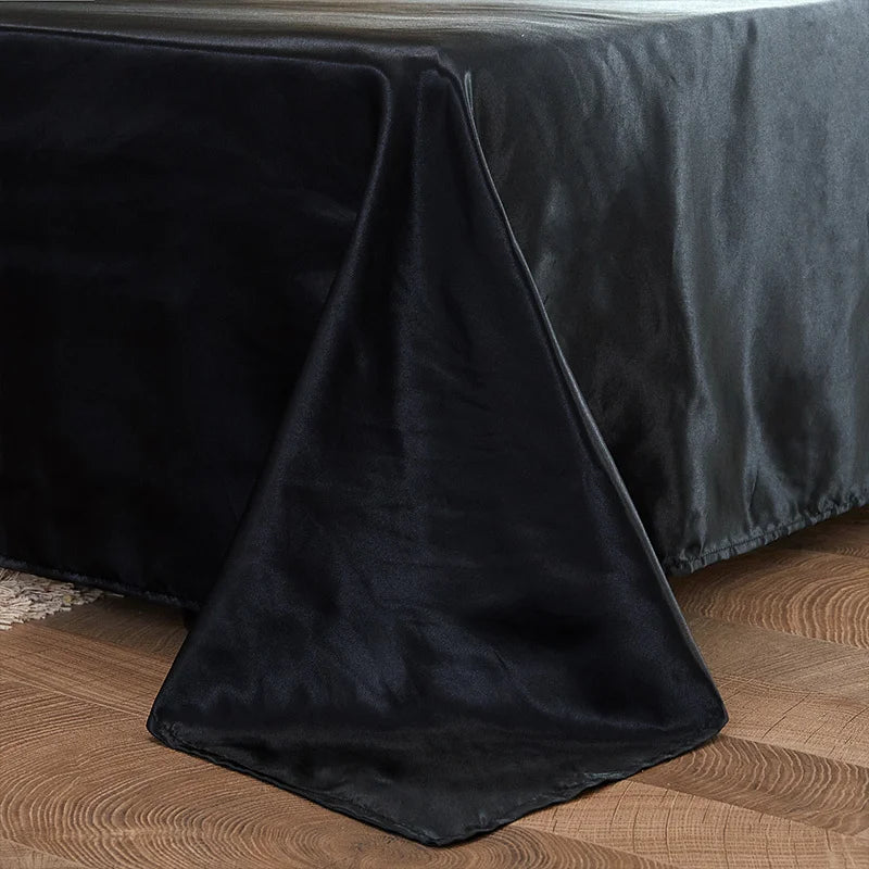 1pc Plain Satin Solid Color Bed Sheets