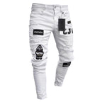 White Embroidery Skinny Ripped Jeans