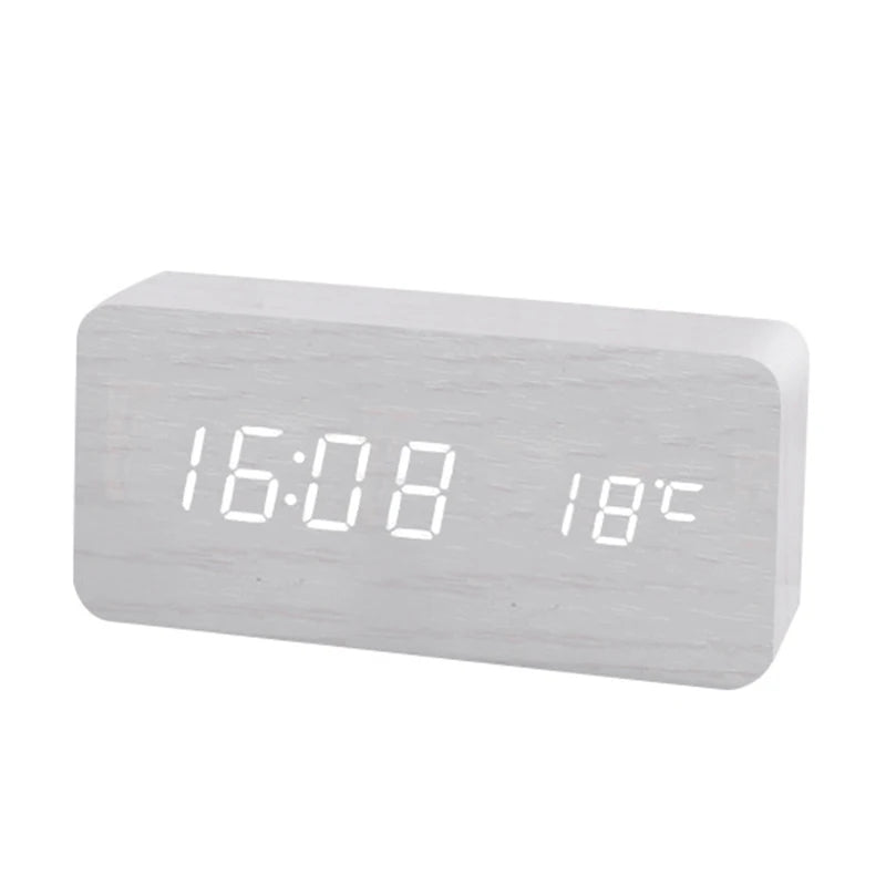 Wooden Digital Alarm Clock, LED Alarm Clock