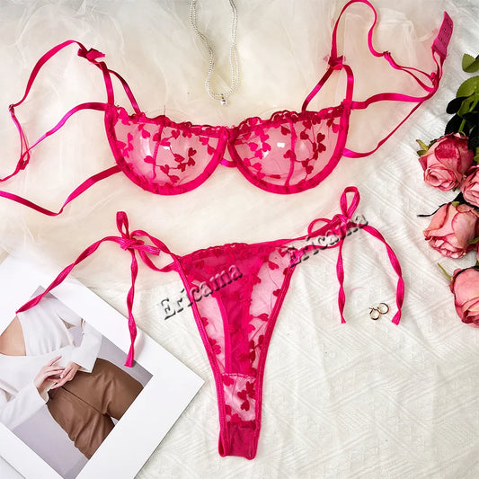 Sexy 2 Piece Floral Lingerie Set