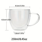1pc 250ml Premium Double-Walled Borosilicate Glass Coffee Mug