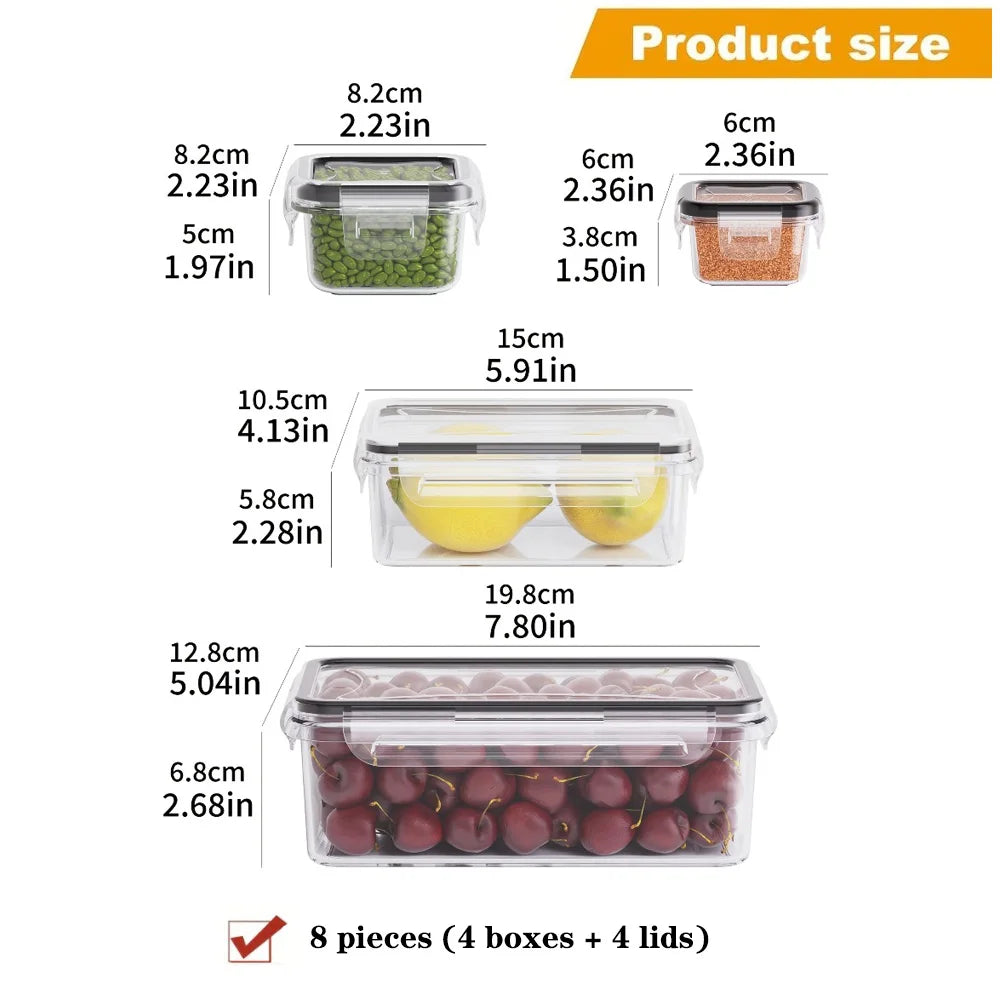 8-PC BPA-Free Airtight Food Containers