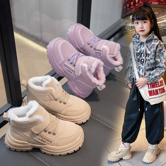 Boys Girls Sports Boots with Fur