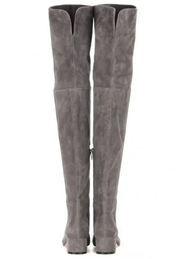Over-the-knee Fashion Boots, Round Head Mid-heel