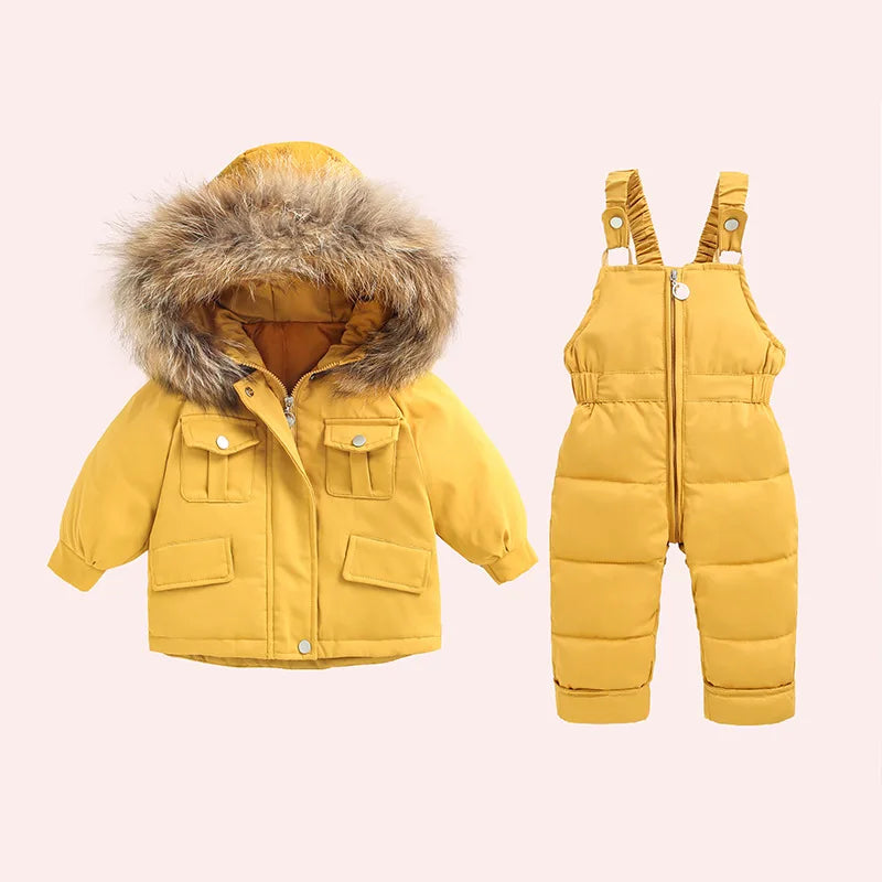 Jacket+Overalls Suit 2Pcs Duck Down Set