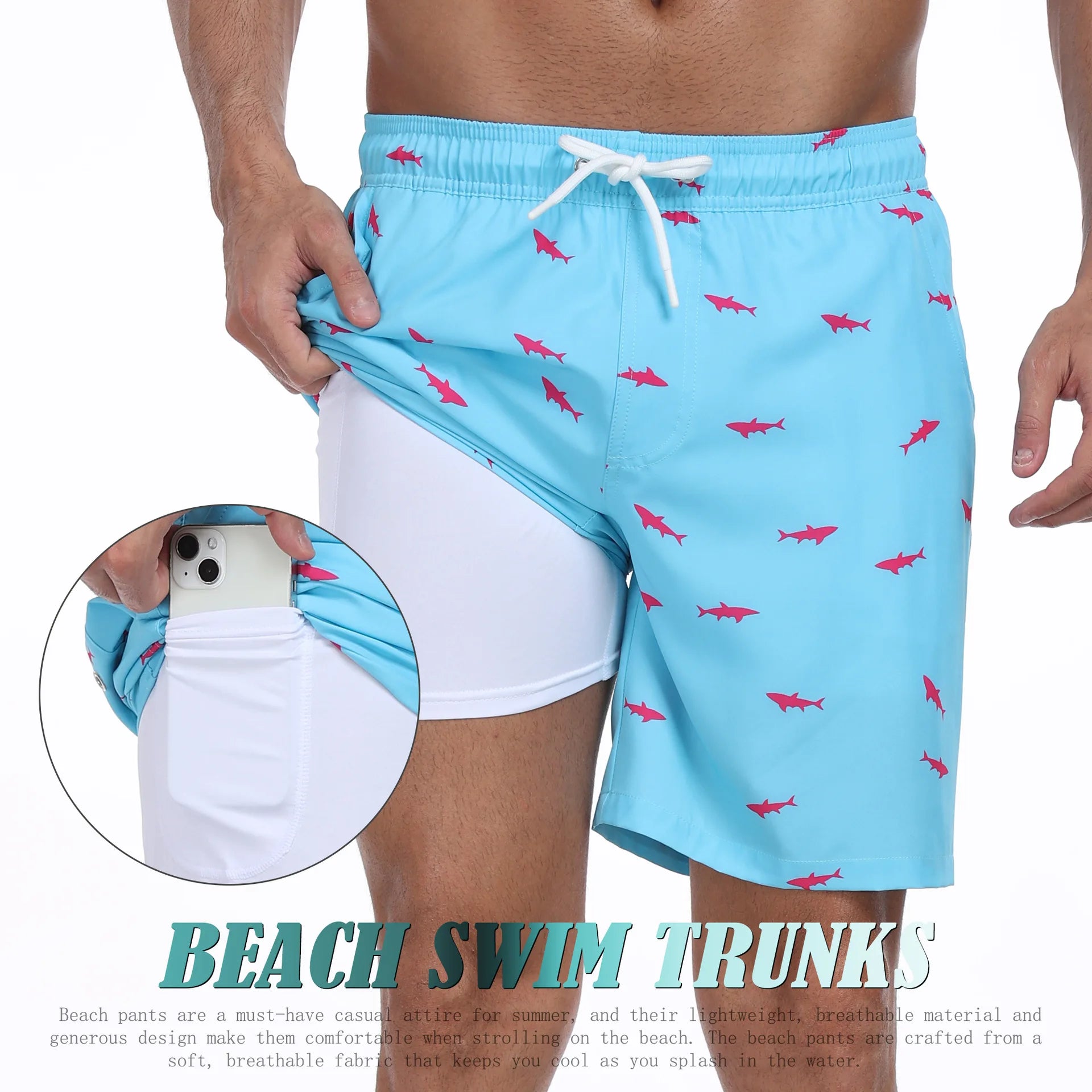 2026 Mens Beach Print Shorts