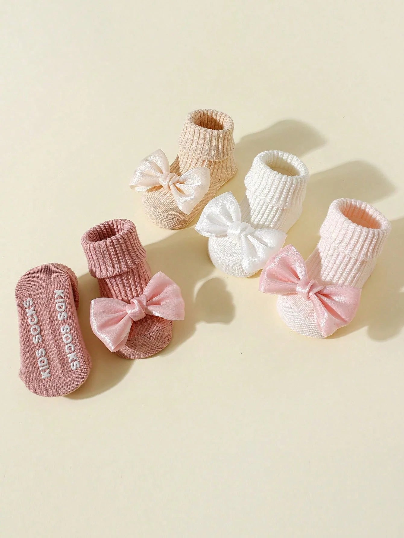 4 Pairs Toddler Socks with Bows