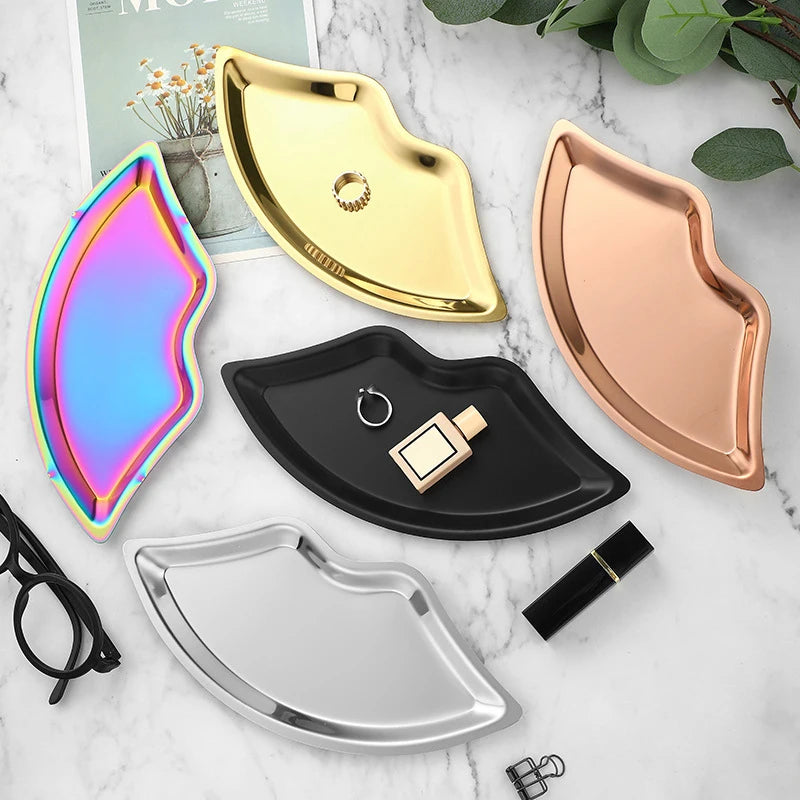 Stainless Steel Lip Shaped Jewelry Tray