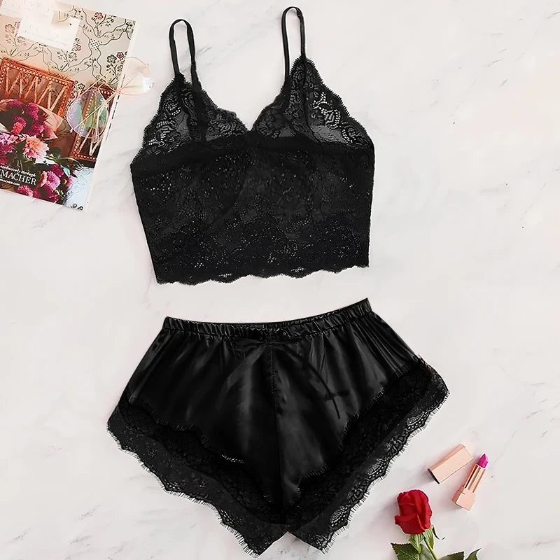2PCS Women's Satin Pajama Set