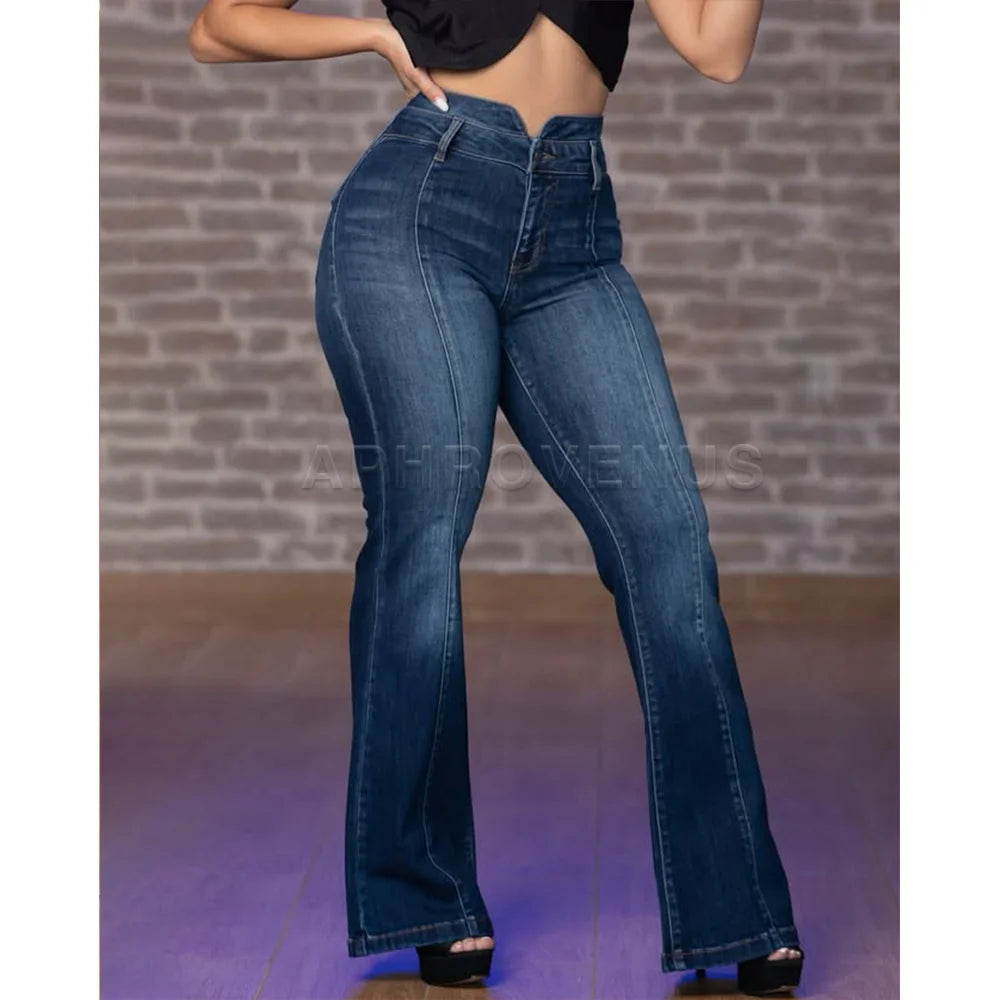 Retro Vintage Fashion High-Rise Slim Fit Stretchy Trousers
