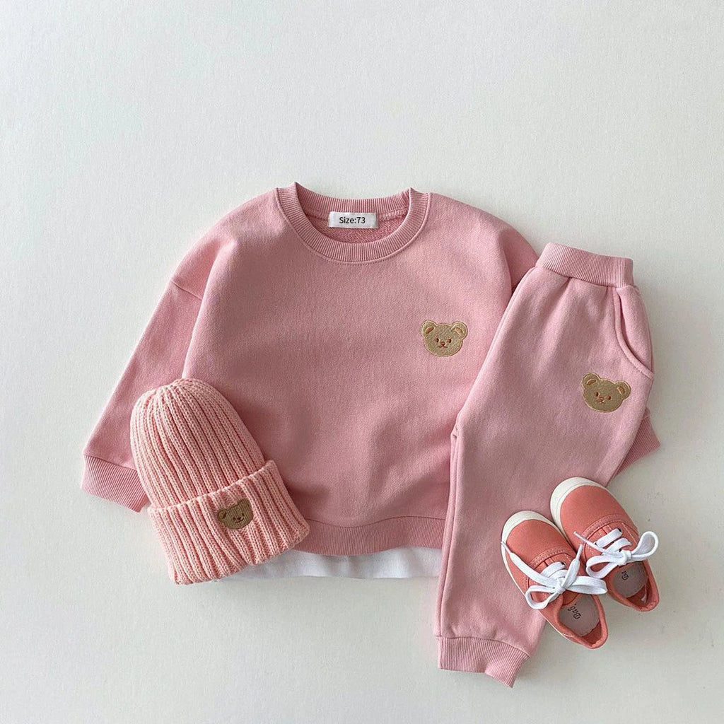 Kids Sports Bear Sweatshirt Pants 2Pcs Suits Outfits