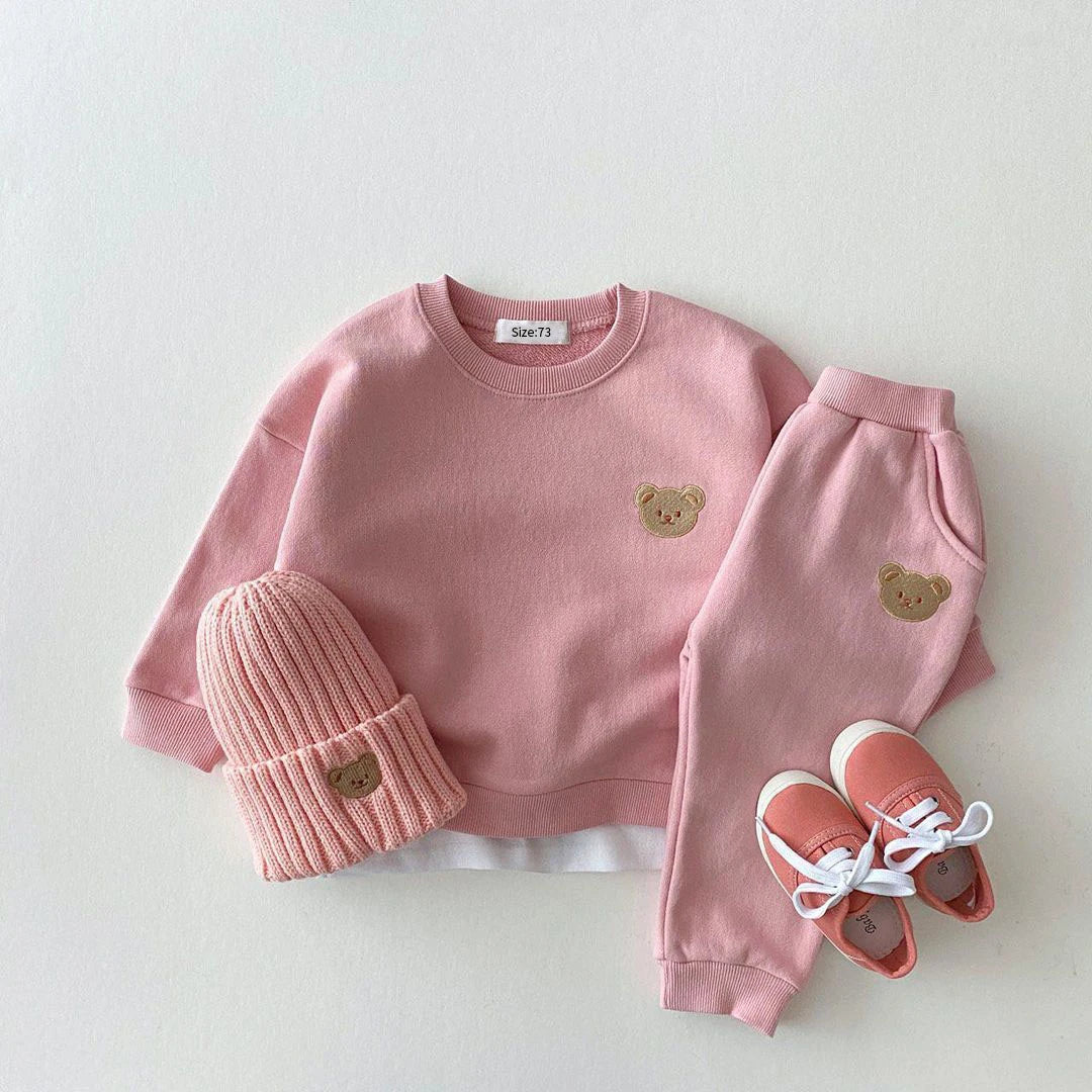 Kids Sports Bear Sweatshirt Pants 2Pcs Suits Outfits