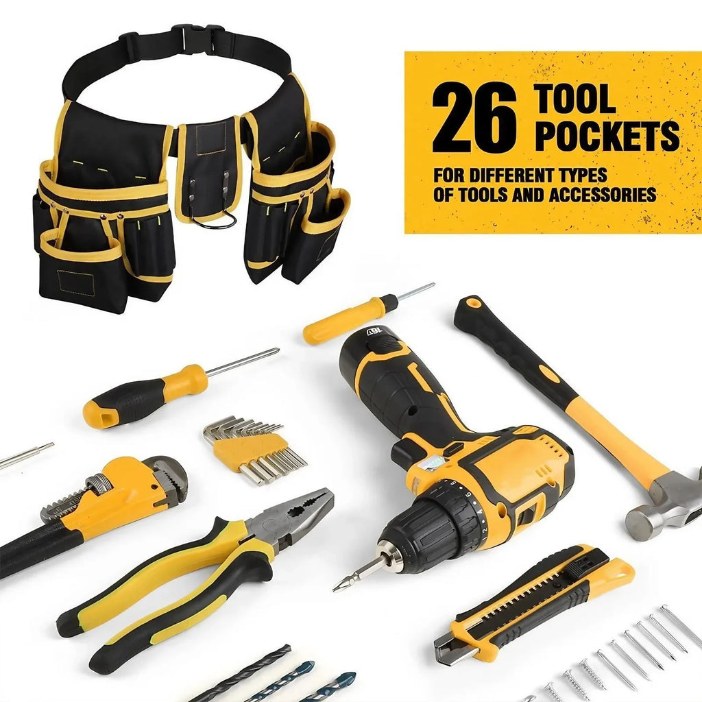 Adjustable Men's 26 Pockets Tool Belt Magnetic Holder