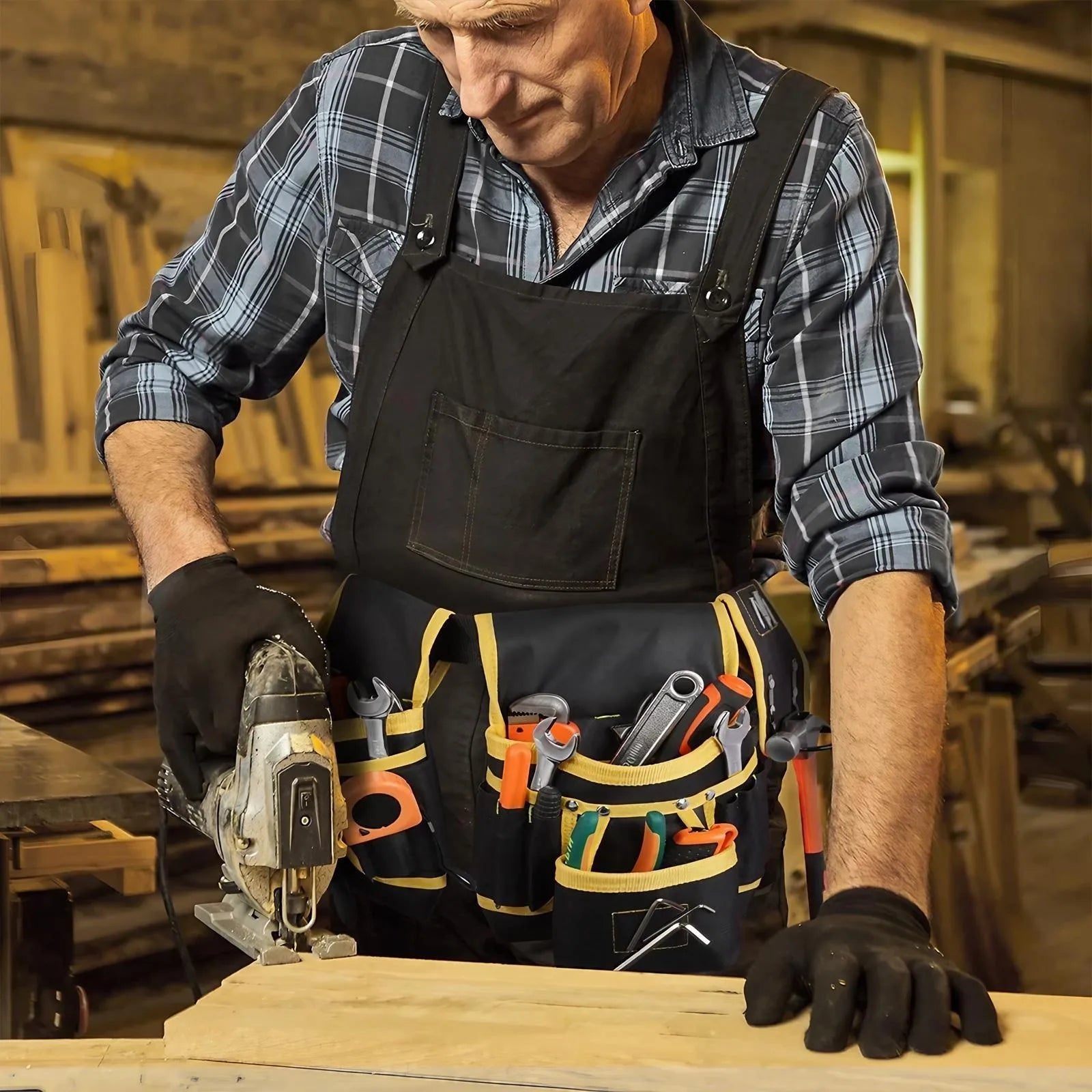 Adjustable Men's 26 Pockets Tool Belt Magnetic Holder
