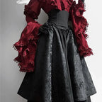 Halloween dress black and red Gothic style long shirt sleeve