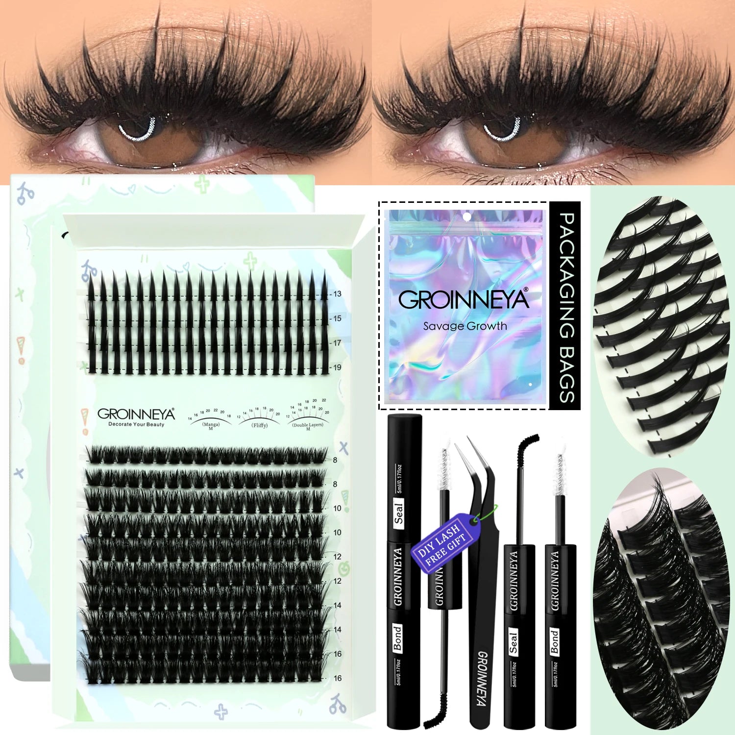 GROINNEYA Lash Clusters Kit