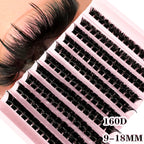 160D Individual Lash Extensions, 10 Rows Natural Faux Mink Cluster Lashes