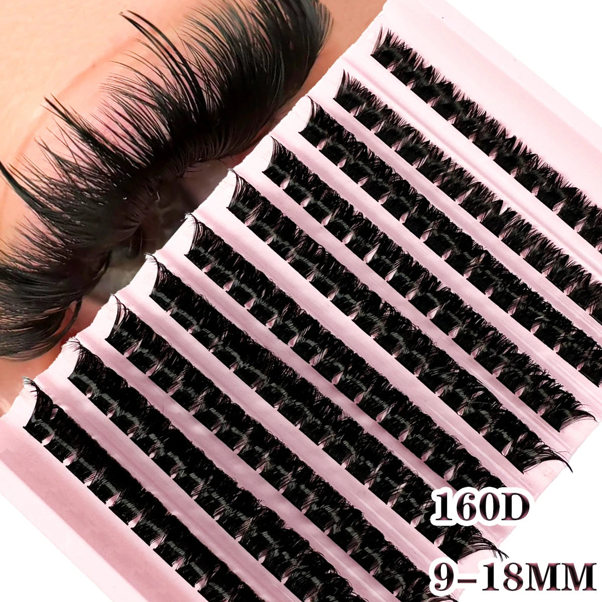 160D Individual Lash Extensions, 10 Rows Natural Faux Mink Cluster Lashes
