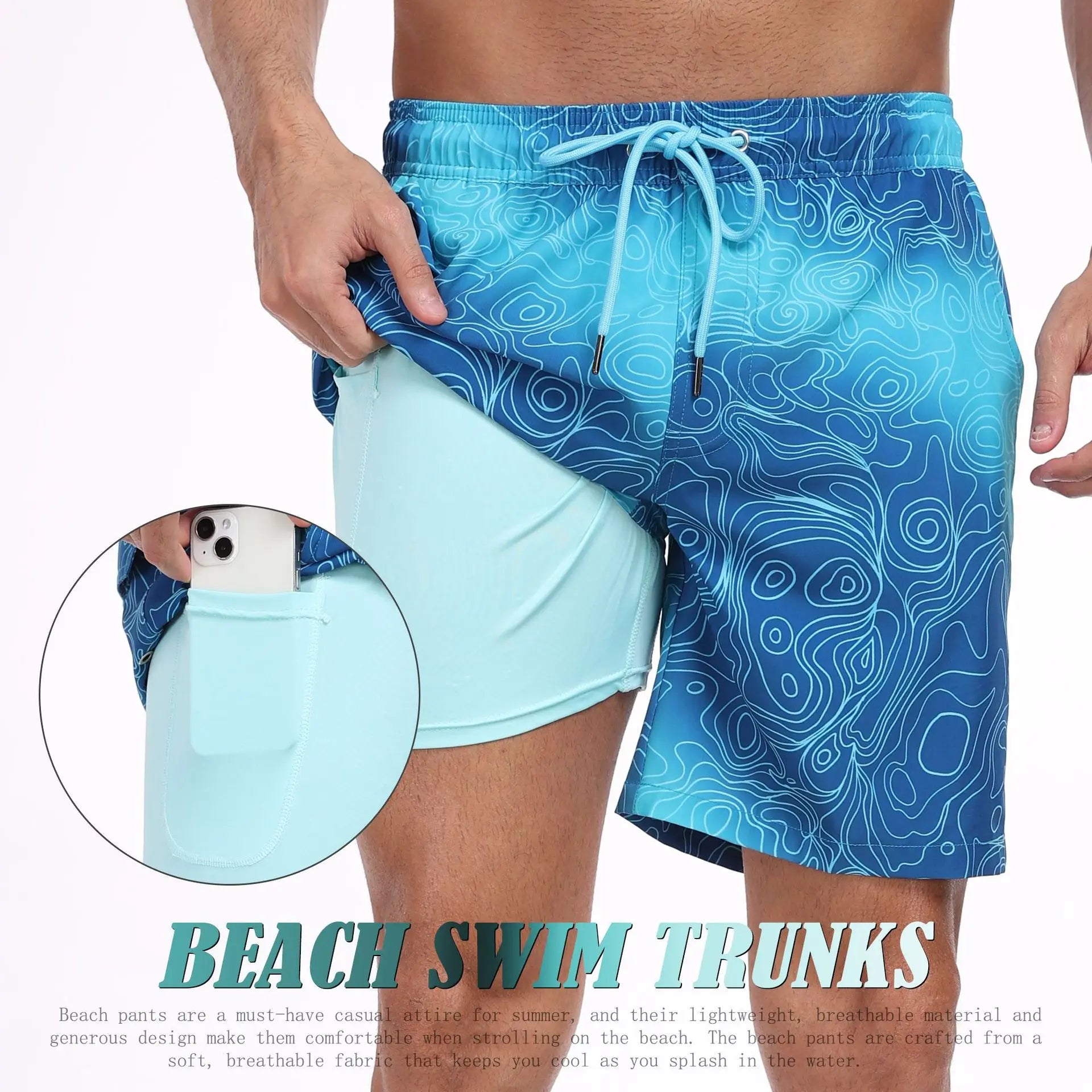 2026 Mens Beach Print Shorts
