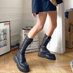 Chunky Women Motorcycle High Boots