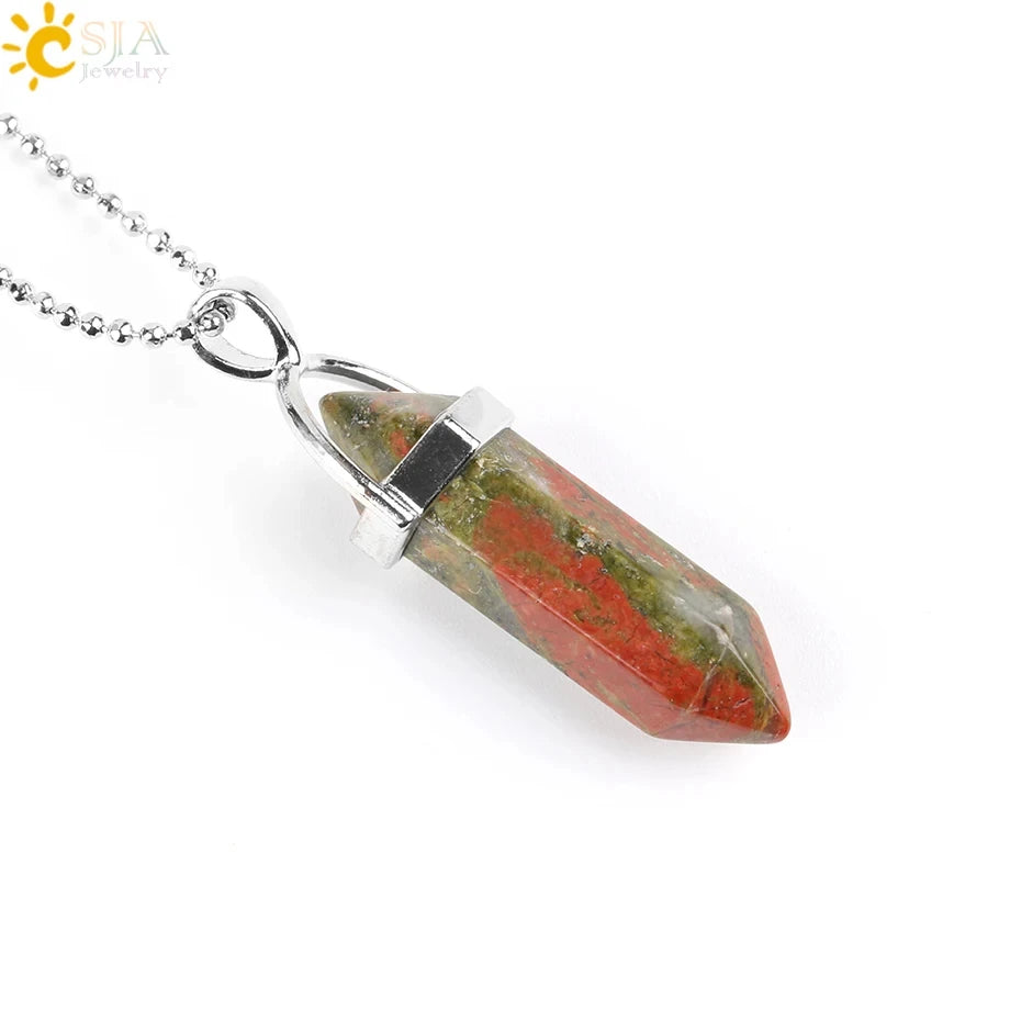 Hexagonal Bullet Crystal Necklaces